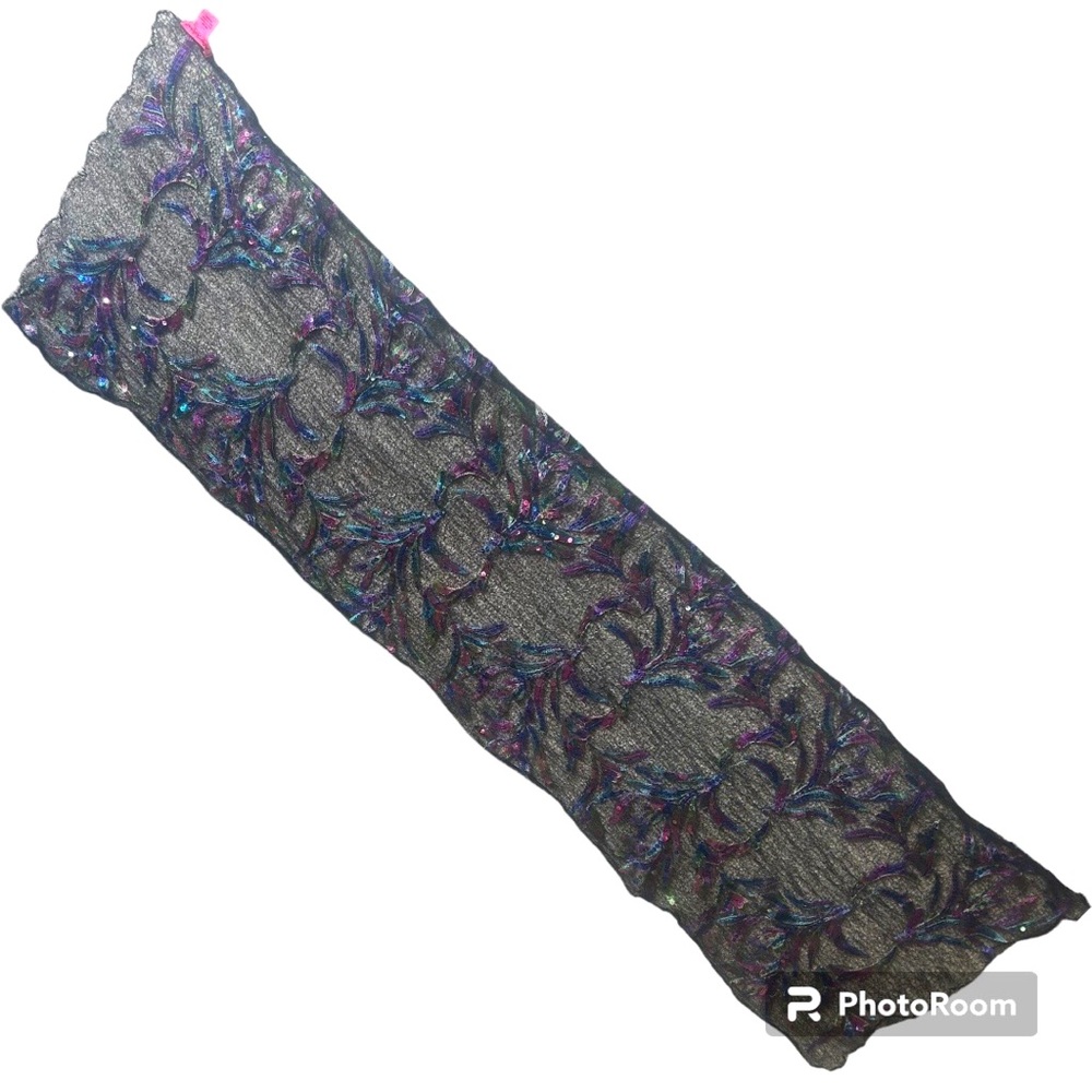 Betsey Johnson iridescent sequin mesh scarf